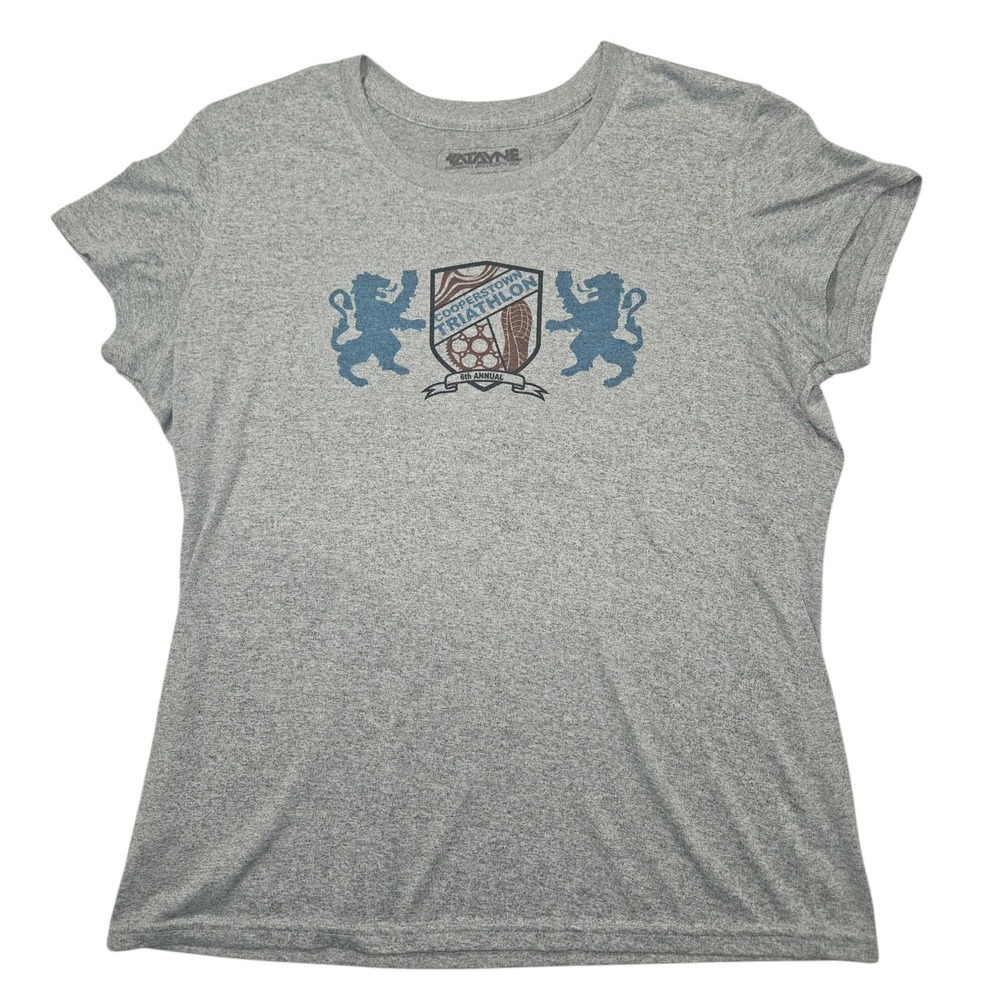 Atayne Cooperstown Triathlon Performance T-Shirt Grey Graphic Sz L